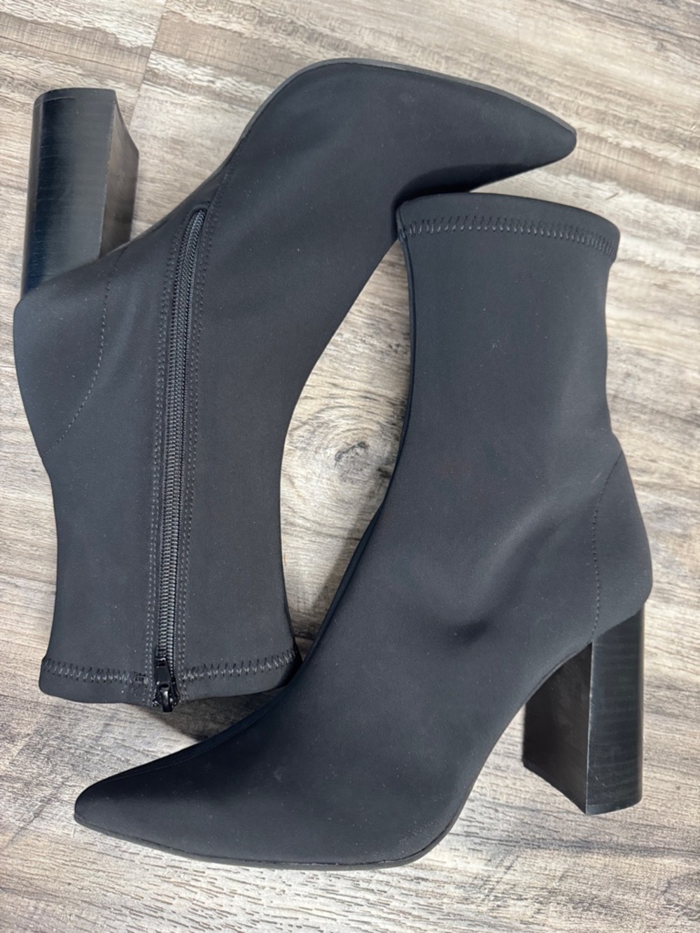 Jeffrey Campbell Siren Neoprene Pointy Toe Booties Size 10 Black - Picture 2 of 10
